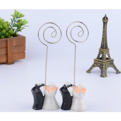 100pcs lot Bride Groom design party decorations Resin table name holder place card holders wedding