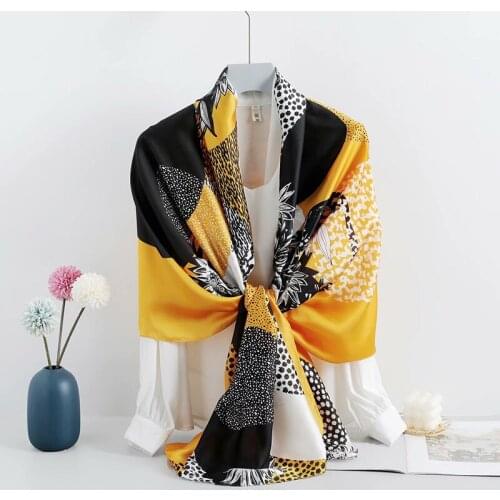 2021 Women Silk Winter Scarf Luxury Design Print Lady Beach Shawl Scarves Fashion Smooth Foulard Female Hijab