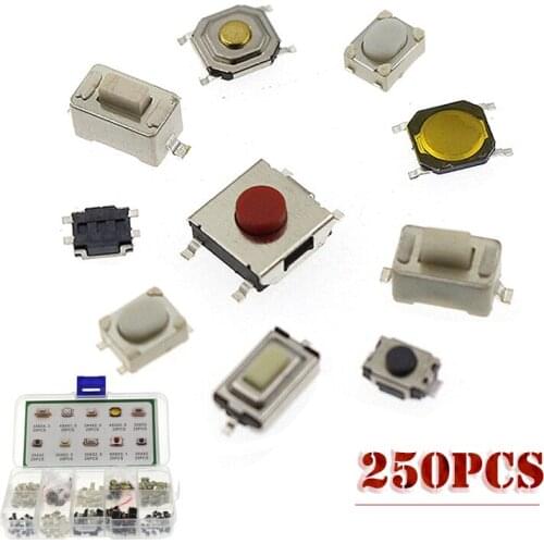 250 Pcs 10 Types Patch Switch Touch Buttons for Car Remote Control Keys Replacement Accessories Premium Materials Buttons