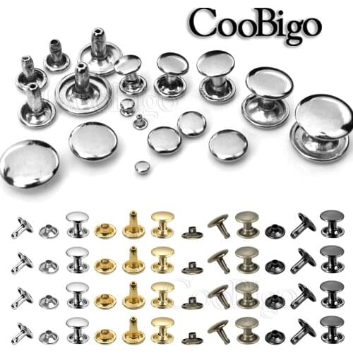 500sets Double Cap Rivets Studs Rapid Rivet Round Metal for Leather Craft Bags Garments Shoes Belt Hat Pet Collar Decor 8x8mm
