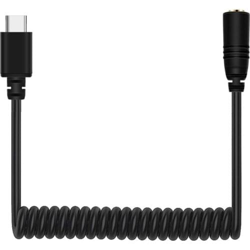 Audio Cellphone 3.5mm TRRS to USB-C Male Live Microphone Audio Adapter Coiled Cord for Samsung Easy to Use 100cm