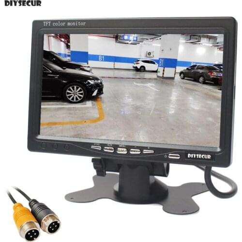 DIYSECUR AHD 800x480 7" IPS LCD Car Monitor Rear View Monitor Support 1080P AHD Camera 2 x 4PIN Video Input
