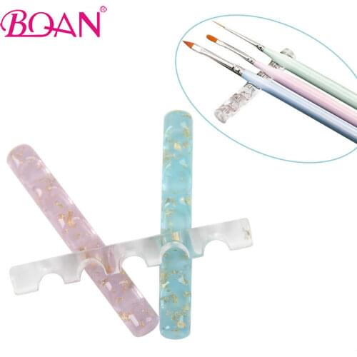 BQAN 5 Grids Nail Art Painting Brush Pen Holder Stand Shelf Display Acrylic Clear Storage Rack Rest Tips Salon Showing Tool