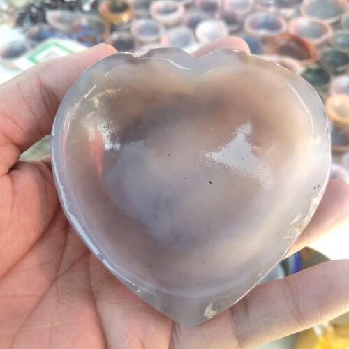 1pcs heart shaped natural agate stone bowl for home decoration