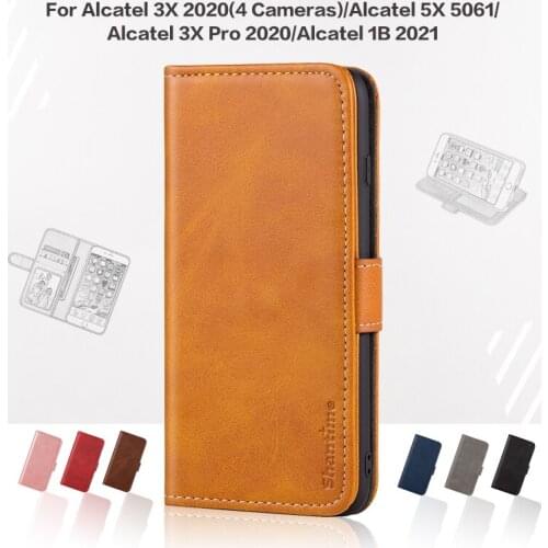 Flip Cover For Alcatel 3X 2020 (4 Cameras) Business Case Leather Luxury With Magnet Wallet Case For Alcatel 5X 5061 Phone Cover