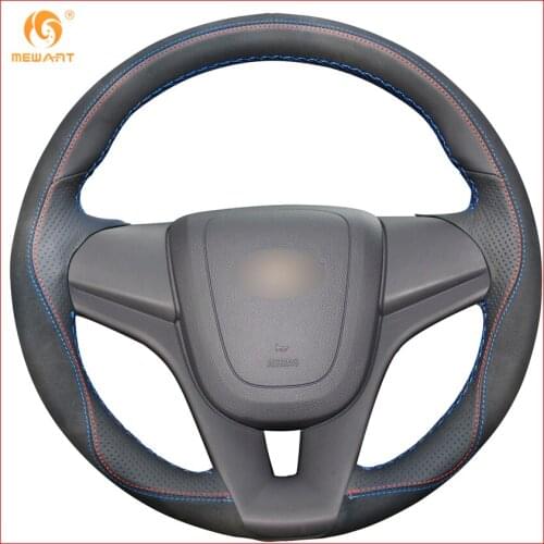 MEWANT Black Leather Black Suede Steering Wheel Cover for Chevrolet Cruze 2009-2014 Aveo 2011-2014 Holden Cruze 2010 Accessories