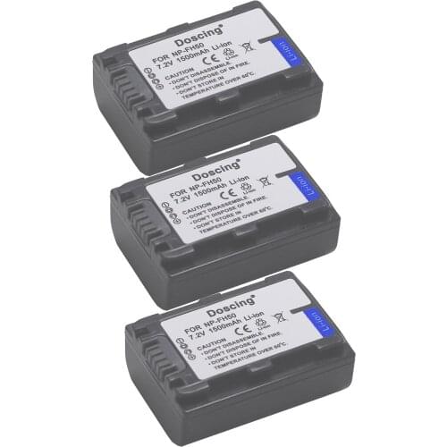 3pcs NP-FH50 NP FH50 Digital battery for Sony A230 A330 A290 A380 A390 HDR-TG1E TG3 TG5 TG7 DSC-HX1 DSC-HX200 NP-FH50 NP FH50