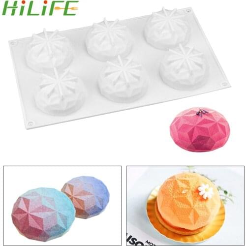 HILIFE 6 Holes For Baking Dessert Ice Mould Moule Diamond Silicone Cake Chocolate Molds Cake Mold Baking Moulds