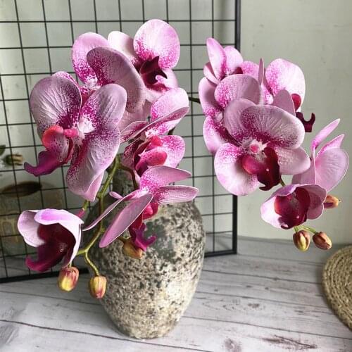 NEW real touch plastic Orchid branch Artificial Flowers fake Butterfly Orchid for Home Wedding Decoration flores artificiais