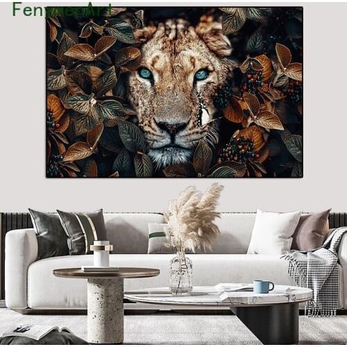 Flower And Leopard Canvas Painting Abstract Animal Wall Art Nordic Print Poster Decorative Picture Living Room Home Decor