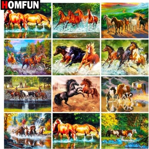 HOMFUN Rhinestone Painting Crystal Decor Diy Diamond Painting "Animal horse" 3D Cross Stitch Pattern Diamond Embroidery