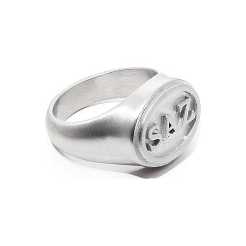 Tide Brand Couple Ring Light Luxury Niche Original Design High Sense Of LOGO Concave Engraved Minimalist Style Ring Accessories