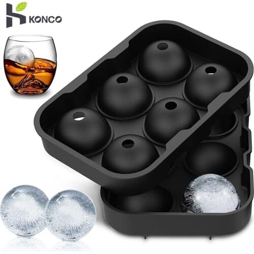 KONCO Whisky Ice Ball Maker 6 grids Ice Cubes Tray Molds Silicone Ice Ball Form Bar Acceesories Chocolate Moulds
