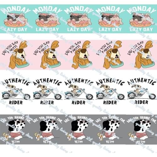 WL 50 Yards Cute Dog Grosgrain Ribbon Gift Wrapping Hair Bow Diy Party Decoration Craft Supplies Animal Collar 16-75MM