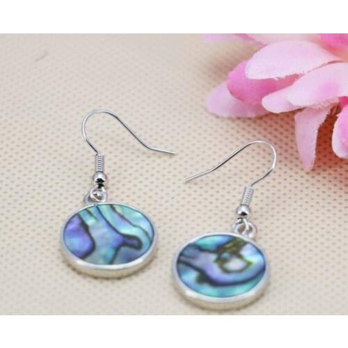 17mm Ethnic Chic Round Natural Abalone Material seashells sea shells earrings dangler eardrop jewelry crafts making Design DIY