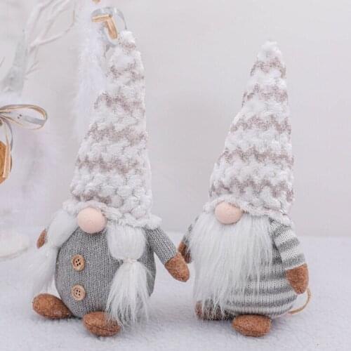 Santa Claus Doll Plush Knitted Cloth Doll Beard Faceless Dolls Doll Home Christmas Gift Product Prop Christmas Decorations White