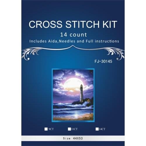 Moonnight Lighthouse,2016 home Decor counted14ct white canvas similar DMC Cross Stitch kits14ct needlework Set DIY embroidery