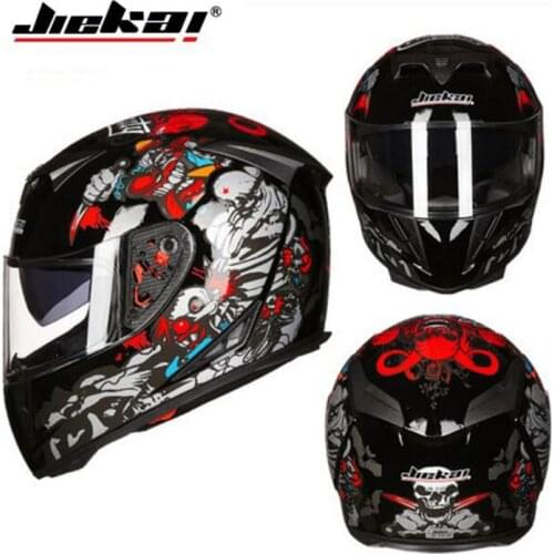 2019 New Knight equipment JIEKAI Full Face Motorcycle Helmet ABS Double lens Motorbike Helmets with PC Visor Size M L XL XXL
