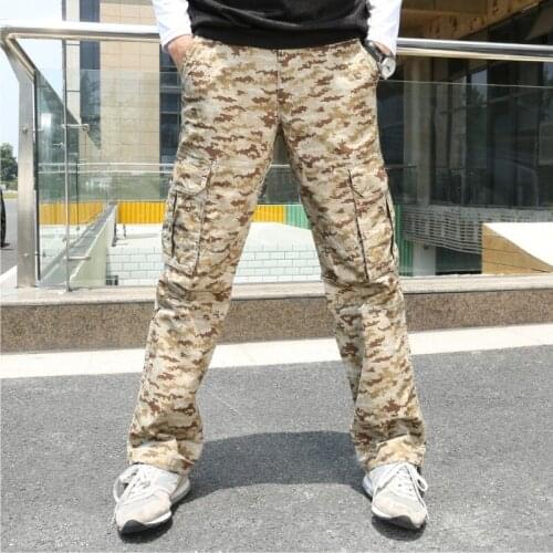 2021 Mens Cotton Camouflage Pants Outdoor Multi-Pocket Cargo Pants