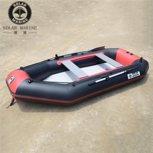Solarmarine 3 Person Wood Floor Fishing Inflatable Boat Rowing PVC Kayak Dinghy Hovercraft Fishing Drifting Boat for 3 People
