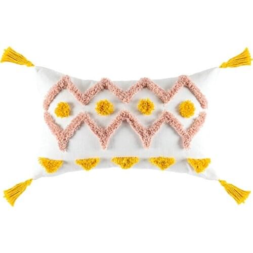 Morocco Boho Decorative Pillow Cover Comfy Tufted Cushion Case Geometric Pattern