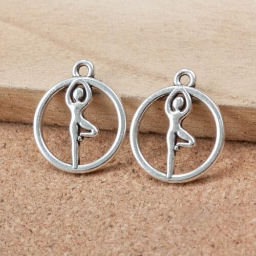 30pcs/Lot Om Yoga Charms Round Shape Pendant Tibetan Silver Color For DIY Aesthetics Accessories Handmade Jewellery Making