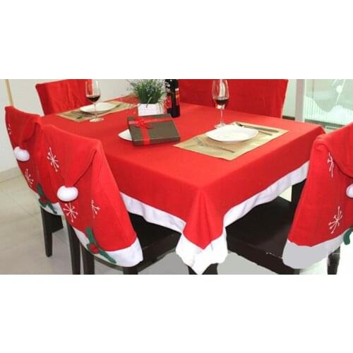 Christmas Tablecloths Fleece Tableware Red Rectangle Santas Table Cover Home Hotel Party Decorations 132*208cm gift
