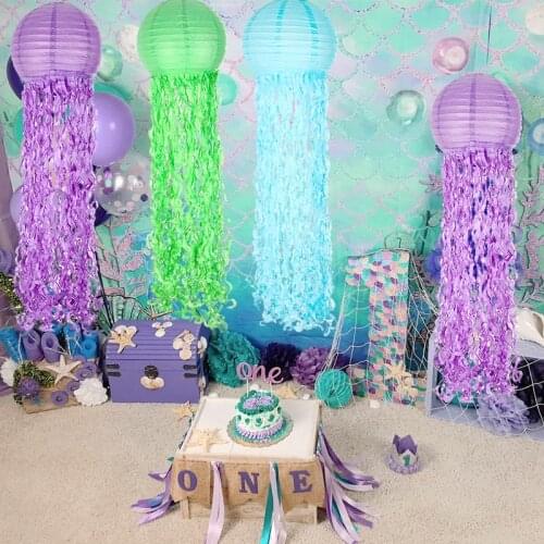 Little Mermaid Theme Party Decoration DIY Jellyfish Paper Lantern Under the Sea Party Decor Birthday Party Baby Shower Supplies