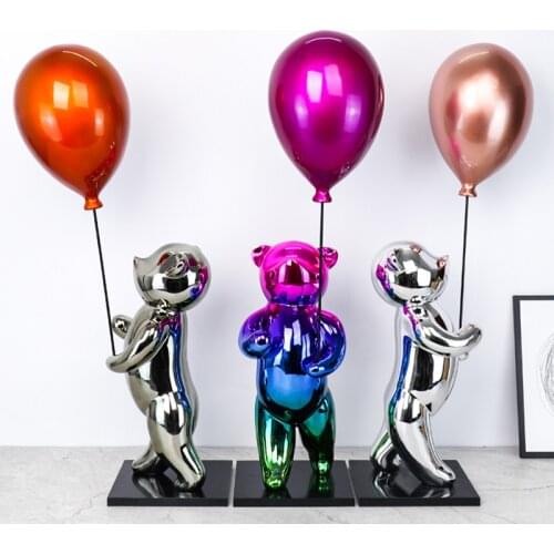 Balloon Bear Art Statue Decor Nordic Home Decoration resin Sculpture Living Room Office Figurine Ornaments Modern Home Decor