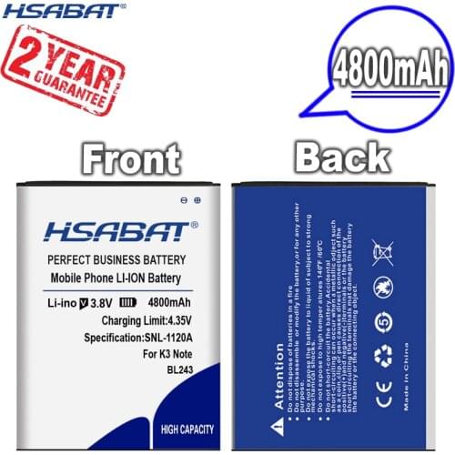 New Arrival [ HSABAT ] 4800mAh BL243 Replacement Battery for Lenovo Lemon K3 Note Lenovo K50-T5 A7000 A5500 A5600 A7600