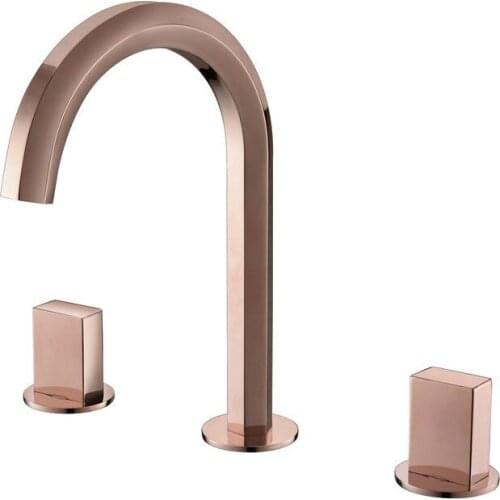 Bathroom Basin Faucet Total Brass Sink Mixer Tap Hot & Cold Bathroom Crane Deck Mounted Widespread Rose gold Faucet Torneira