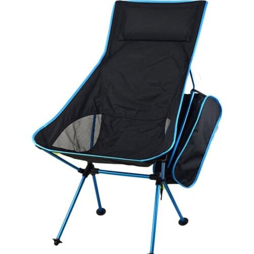 Outdoor Camping Chair Aluminum Alloy Folding Travel Furniture Portable Extended Beach Seat Lightweight Fishing Tool With Pillow