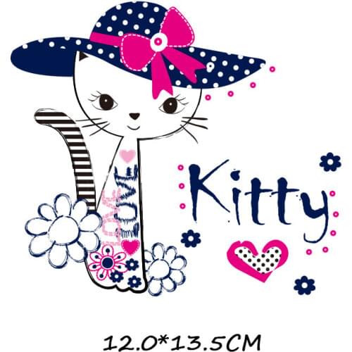 Iron on Cartoon Animals Patches Set for Kids Clothing DIY T-shirt Applique Heat Transfer Vinyl Cat Patch Stickers Thermal Press