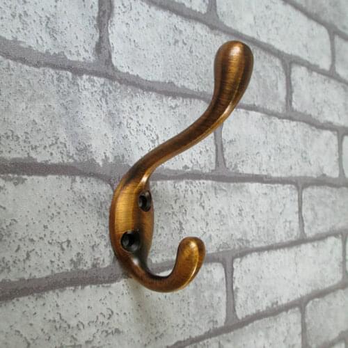 Antique Brass Coat Hangers Wall Hooks Coat Rack Hooks Metal Double Hook Decorative Hooks Vintage Furniture Hardware