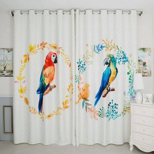 Custom Made 2x Grommet Window Drapery Curtain Nursery Kids Children Room Window Dressing Tulle 200 x 260cm Parrot Leaves White