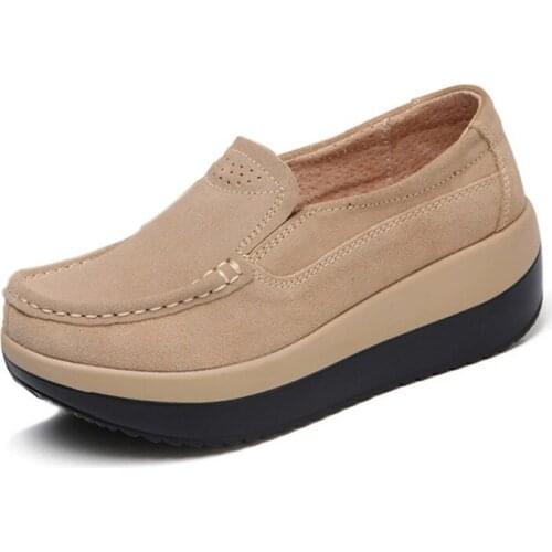Suede Wedges Shoes Woman Comfort Spring Autumn Moccasins Flats Platform Sneakers Ladies Shoes Good Quality Women Shoes XKD7106