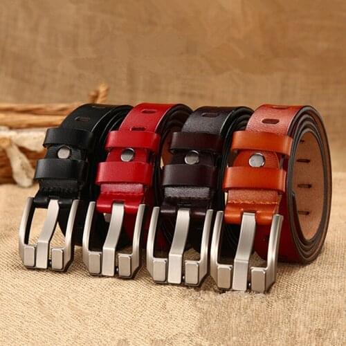 EL BARCO High Quality Leather Women Belt Luxury Red Black Belt Female Pin Buckle Coffee Brown Belts for Women Cinturon Mujer