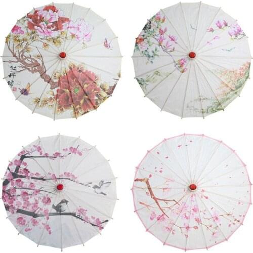 Chinese Style Floral Oil Paper Umbrella Hand-painted Decorative Art Umbrella Japanese Ancient Dance Umbrella Decor Accessories