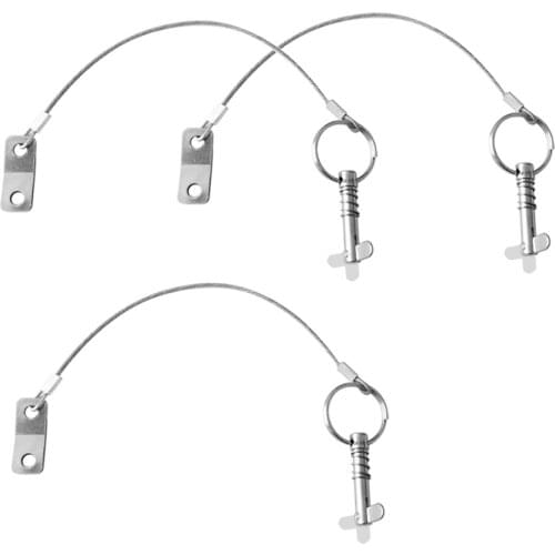3 X Boat Top Quick Release Pins, Stainless Steel W/ Lanyard, Bimini 1/4 Inch