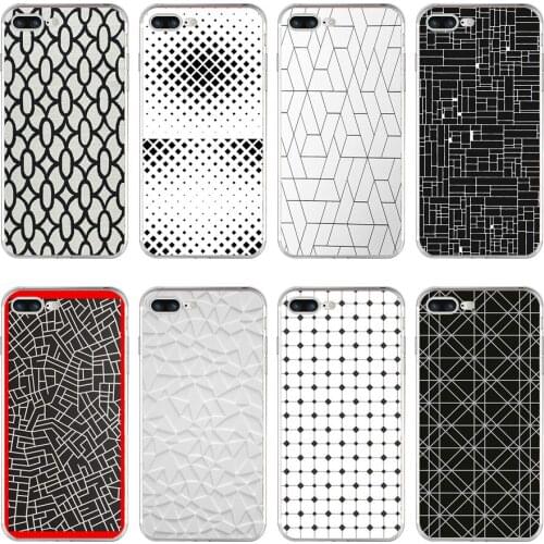 4H Black and white lattice Soft TPU Silicone Cover Case For Apple iPhone 6 6s 7 8 plus Case
