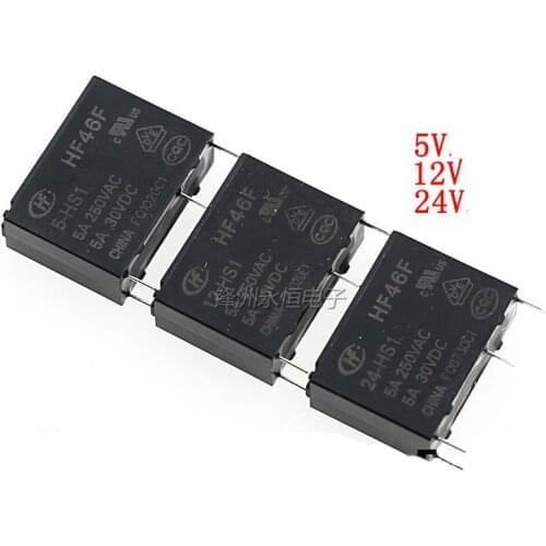 5pcs HF46F- 005 012 024-HS1 5V 12V 24V 5A250VAC relay