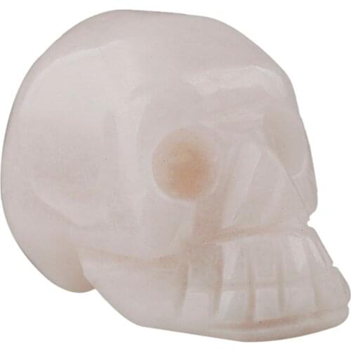 TUMBEELLUWA White Stone Carved Skull Statue Healing Reiki Pocket Figurine Specimen
