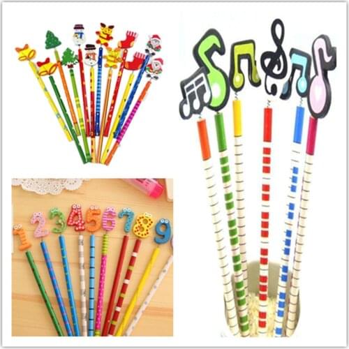 FREE SHIPPING60pcs/lot School Office Stationery Digital Christmas And Music Three Desig Pencil Supplies Cute Pencils For Gifts