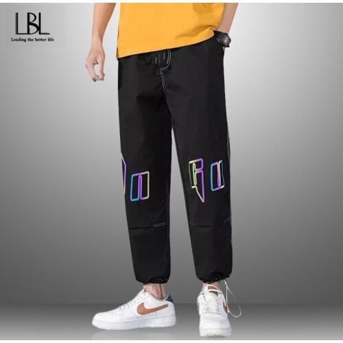 2021 New Mens Fashion Casual Pockets Pants Male Summer Breathable Letter Printting Trousers Man Loose Fitness Streetwear Pants