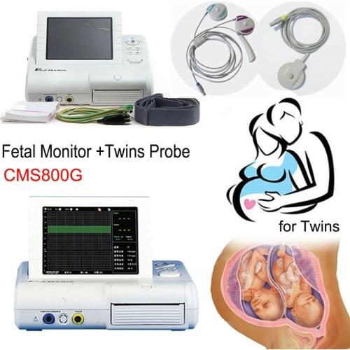 CMS800G Fetal Monitor Twins Probe Real-time Acquire Abnormal FHR,TOCO,FMOV 3 In 1Transducers Alarm Baby Monitor