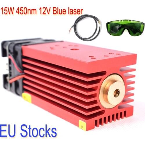 EU ship 15W laser head 450nm 15000mW 12V High Power TTL Adjustable Focus Blue Laser Module DIY Laser engraver 0.5W/3.5W/5.5W/15W