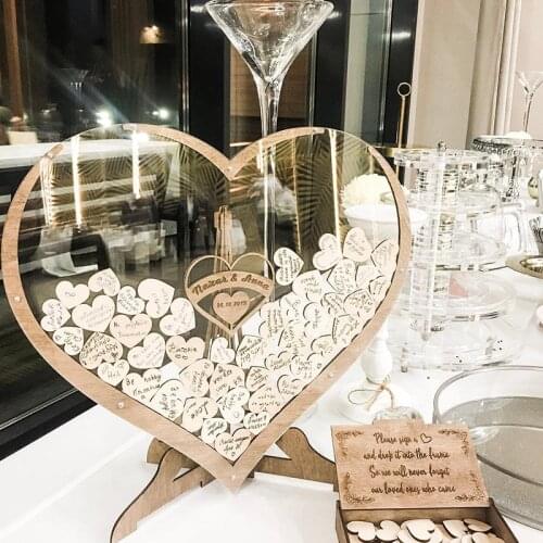 Custom transparent heart Alternative Rustic Wedding Guest Book,Wedding Guest Book Alternative Wedding Decor Drop Heart Guestbook