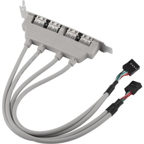 PC Motherboard 4-Ports USB2.0 Hub With 9 Pin Header Rear Panel Expansion Bracket Host Adapter Cable USB Hub