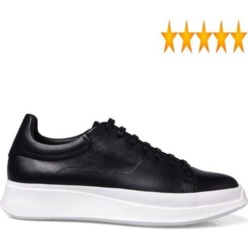 Casual Platform 2021 Men Genuine Black Chunky Sneakers High Quality Winter Warm Leather Shoes Zapatillas Hombre