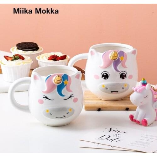 Unicorn Mug 500mL Rainbow Horse Unicorn Mugs Cup Cuteness 3D Unicorn Ceramic Mug Coffee Mug Cute Unicorn Cup Drinkware